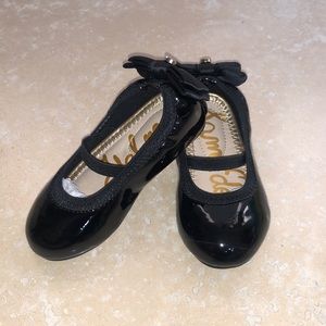 Sam Edelman Black Patent Leather Ballerinas with Bow